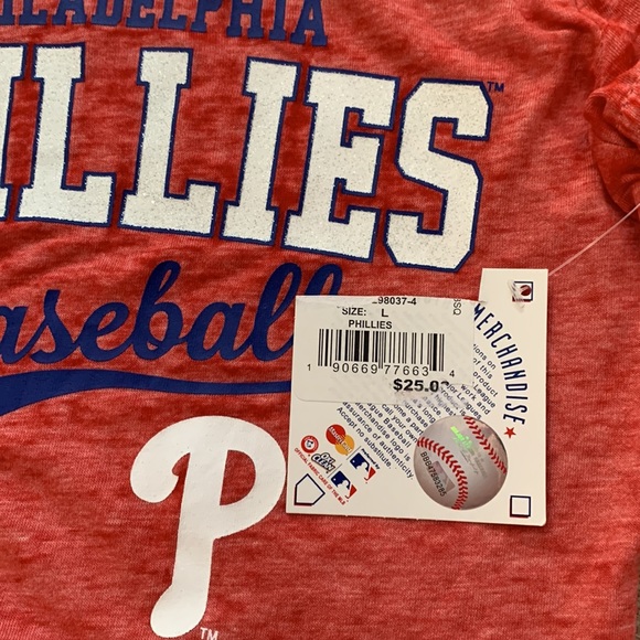 NWT Girls Philadelphia Phillies Baseball baby tee size large - Picture 6 of 6